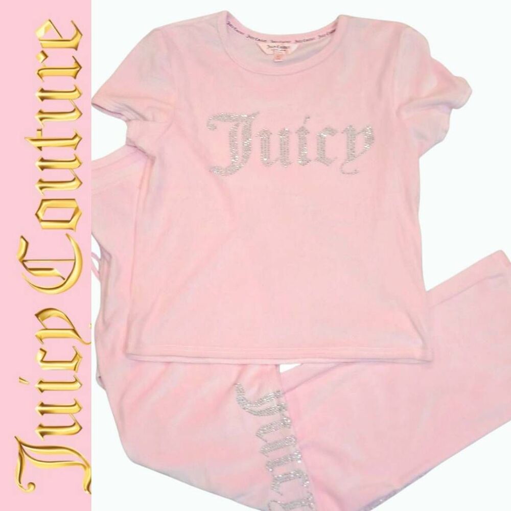 Juicy‎ Couture Rhinestone Logo Velour PJ Set
